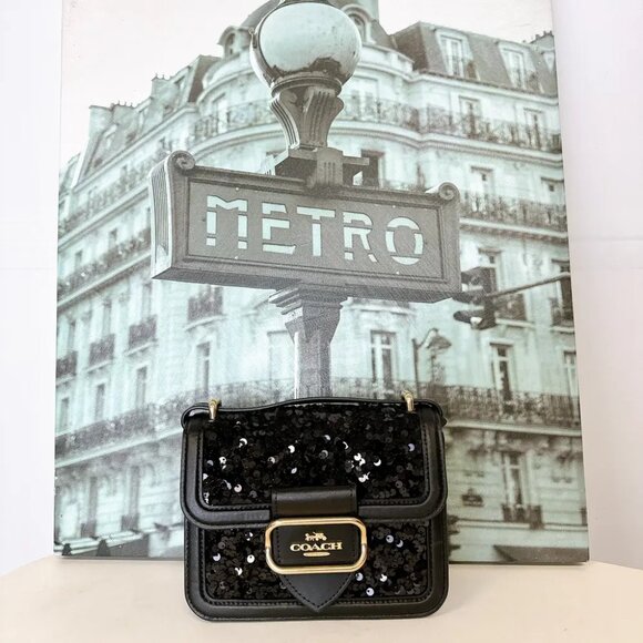 Coach CO922 Morgan Square Crossbody IN Black - Picture 2 of 7